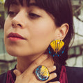 Maxi Aretes Redondos Amarillos Foto de Mariposa Swallowtail