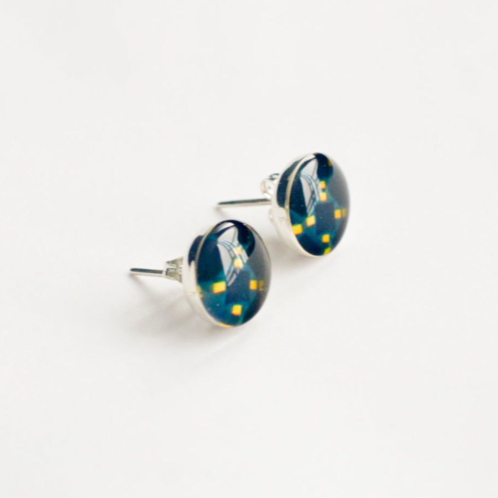 Aretes Redondos Azulejo Amarillo y Azul