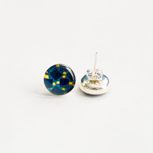 Aretes Redondos Azulejo Amarillo y Azul