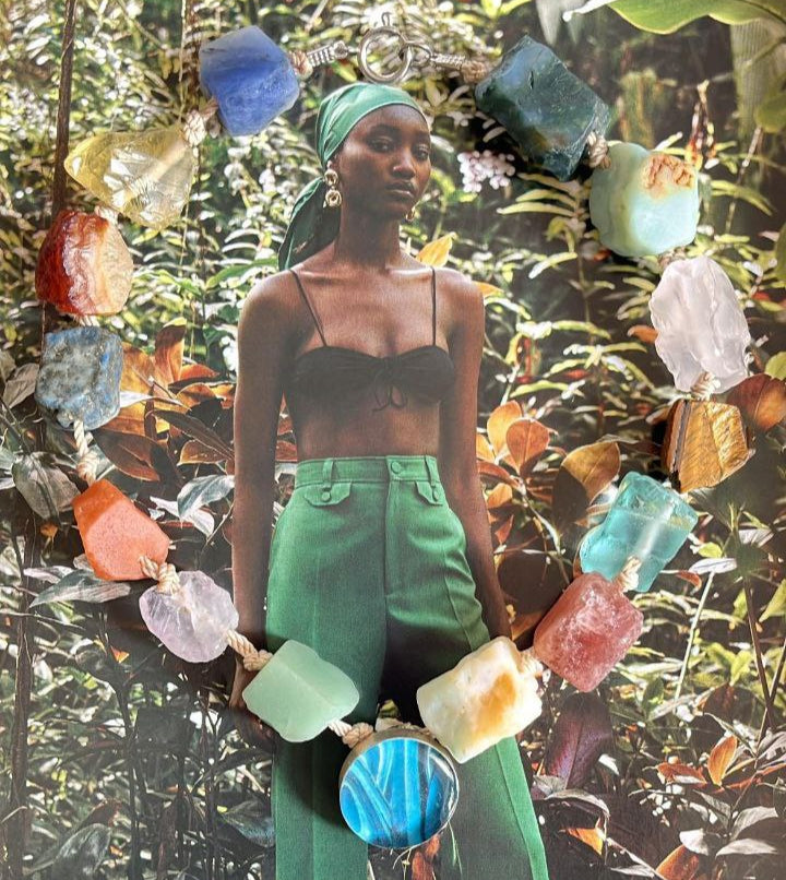 Raíz Sagrada — Collar de cuarzos y agave azul - Pieza ünica.